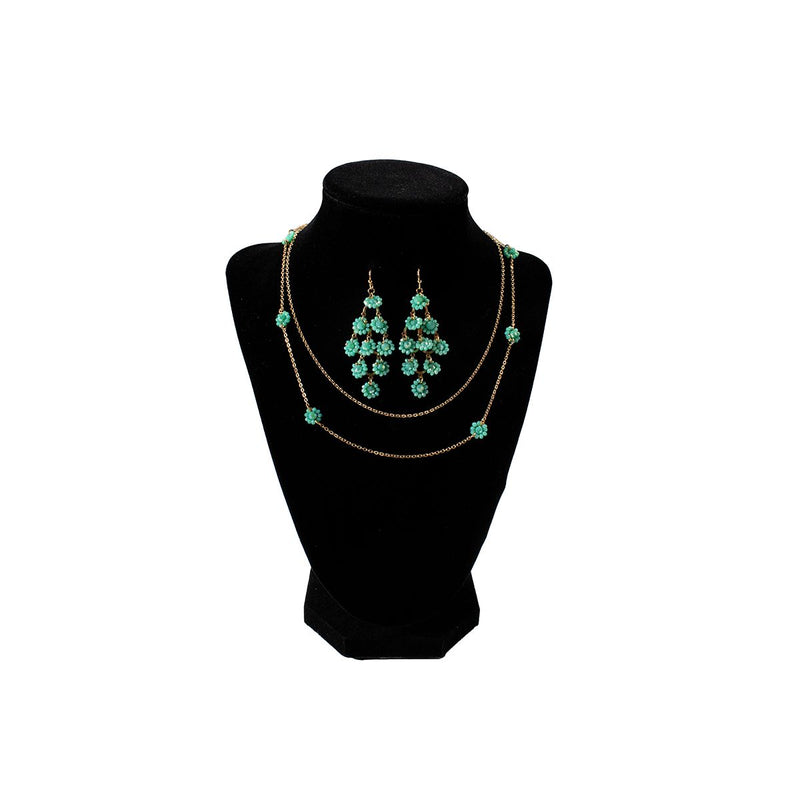 Women's Blazin Roxx 2 Gold Chains with Turquoise Beads Jewelry Set 301001228