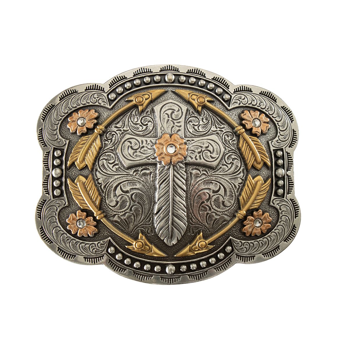 Women's Blazin Roxx Copper Gold and Silver Engraved Belt Buckle 37947