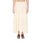 Women's Blu Pepper Butter Yellow Stripe High Waist Pleated Midi Skirt B5SX1001-B