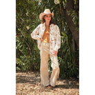 Women's Blue B Western Printed Quilted Shacket 37128J