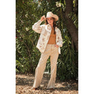 Women's Blue B Western Printed Quilted Shacket 37128J