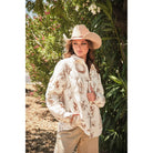 Women's Blue B Western Printed Quilted Shacket 37128J