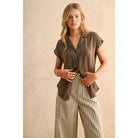 Women's Button Down Cap Sleeve Shirts MMT1194