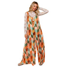 Women's Button Down Loose Jumpsuit W/ Side Pockets HR7222B