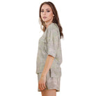 Women's Camo Print Casual Knit Top and Shorts Set NT12458SET