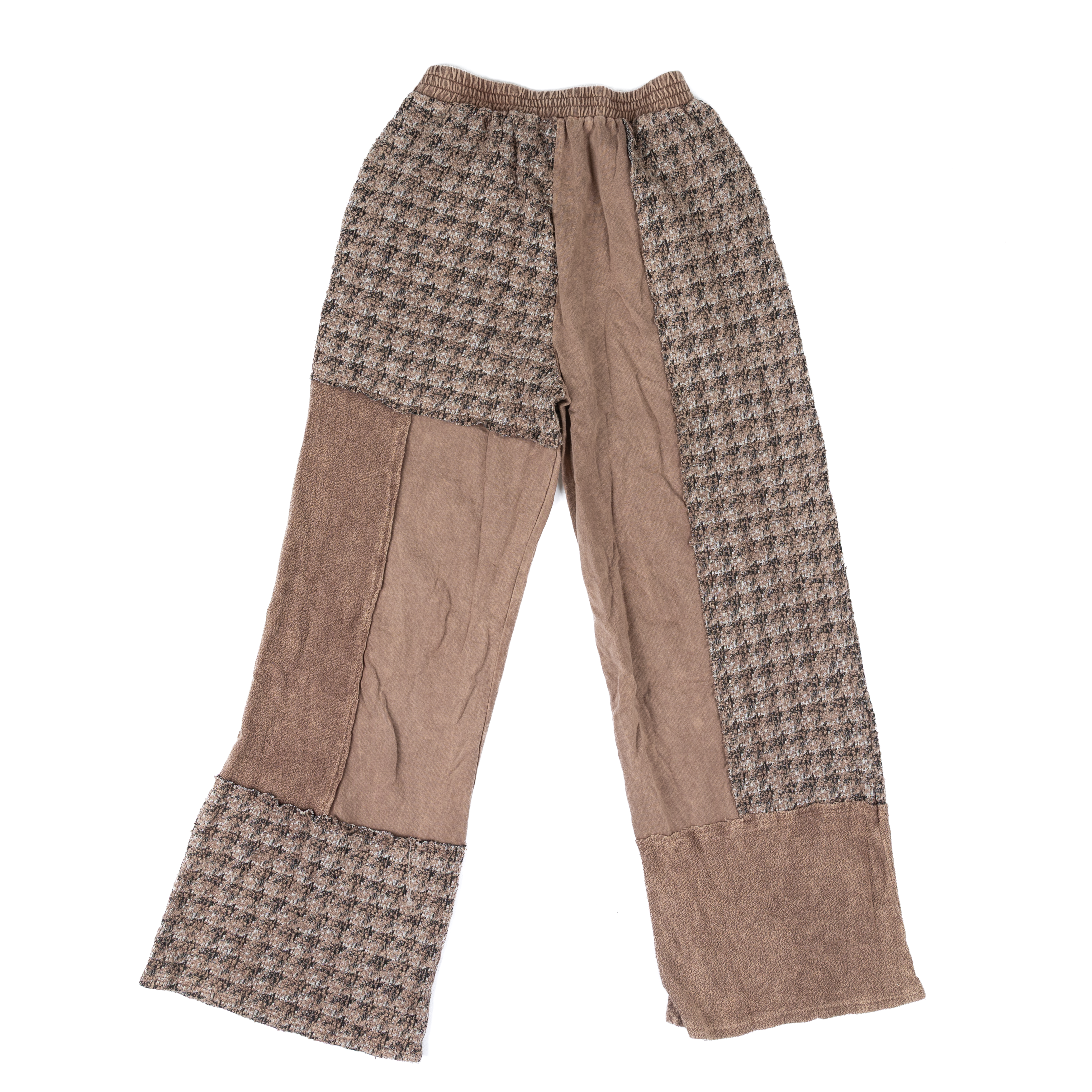 Women's Chocolate Mineral Washed Tweed Sweater Patched Pants HP6774P1