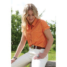 Women's Cinch Orange Striped Short Sleeve Printed Button Down Shirt CTW7163006