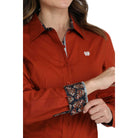 Women's Cinch Solid Red Button Down Western Shirt MSW9165073