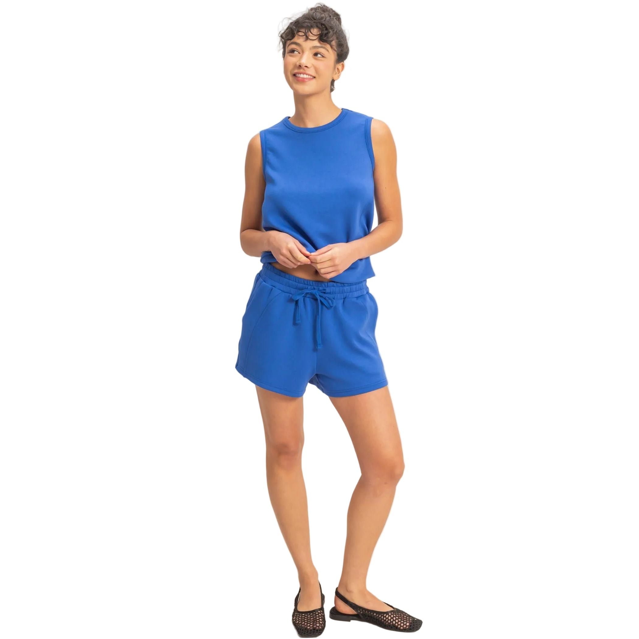 Women's Cobalt Blue Sleeveless Crew Neck Top DZ26C709-COB-WB