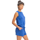 Women's Cobalt Blue Sleeveless Crew Neck Top DZ26C709-COB-WB