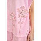 Women's Cotton Candy Mineral Washed Flower Garden Sleeveless Blouse Top HT7012