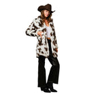 Women's Cow Print Faux Fur Mid Coat 37181J