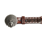 Women's Cowboy Chrome Indian Head Buckle With Buck Stitch and Rainbow Indian Beads 1895