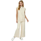 Women's Cream Cropped Wide Sweater Pants