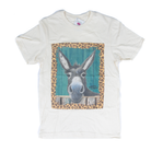 Women's Cream Short Sleeve Donkey Cheetah Print Frame T-shirt