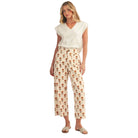 Women's Cream Wide Leg Boho Floral Casual Pants H41163-10