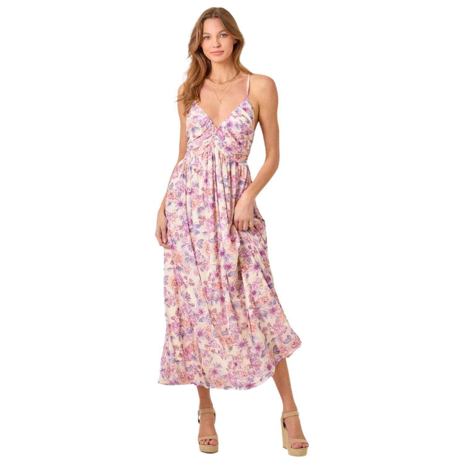 Women's Criss Cross Back Pleating Mesh Dress 60646 - Crazy House Western Wear