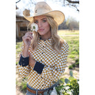 Women's Cruel Denim Long Sleeve Golden Checkered Snap Shirt CTW7529002