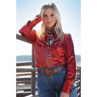 Women's Cruel Denim Long Sleeve Satin Pearl Snap Rust CTW7466011