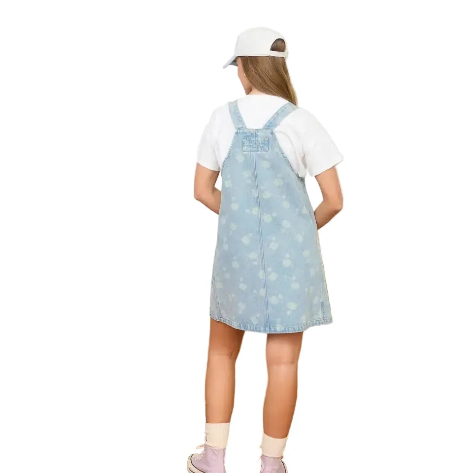 Women's Dandelion Washed Denim Overall Mini Dress TWS1190