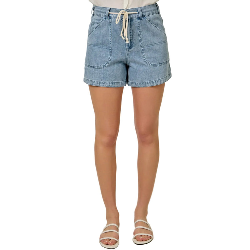Women's Denim Washed Pull-on Shorts 61487