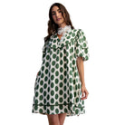 Women's Easel Sage Green Polka Dot Linen Mini Dress ED29634
