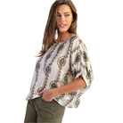 Women's ee:some Geometric Floral Printed Elastic Cuff Blouse TK14564