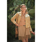 Women's Embroidered Contrast Bomber Jacket 36885J