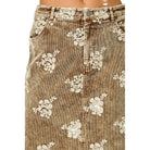 Women's Embroidered Front Slit Corduroy Skirt 61145