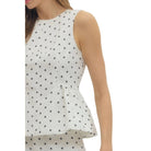 Women's Entro Black and White Polka Dot Sleeveless Top T30810