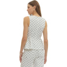 Women's Entro Black and White Polka Dot Sleeveless Top T30810