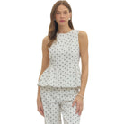Women's Entro Black and White Polka Dot Sleeveless Top T30810