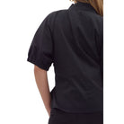 Women's Entro Black Solid Puff Sleeve V-neck Blouse