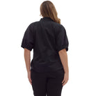 Women's Entro Black Solid Puff Sleeve V-neck Blouse