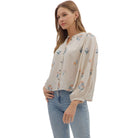 Women's Entro Floral Embroidery Long Sleeve Blouse T28040