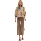Women's Entro Floral Print 3/4 Puff Sleeve Blouse