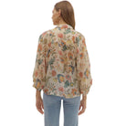 Women's Entro Floral Print 3/4 Sleeve Button Down Top T29041