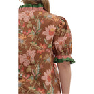 Women's Entro Floral Print Shoulder Puff Sleeve Top T27949P - Crazy House Western Wear