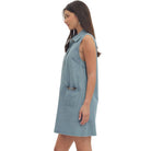 Women's Entro Light Blue Denim Sleeveless Mini Dress D31109