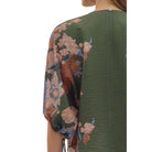 Women's Entro Olive Green 3/4 Puff Sleeve Blouse T28544