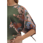 Women's Entro Olive Green 3/4 Puff Sleeve Blouse T28544