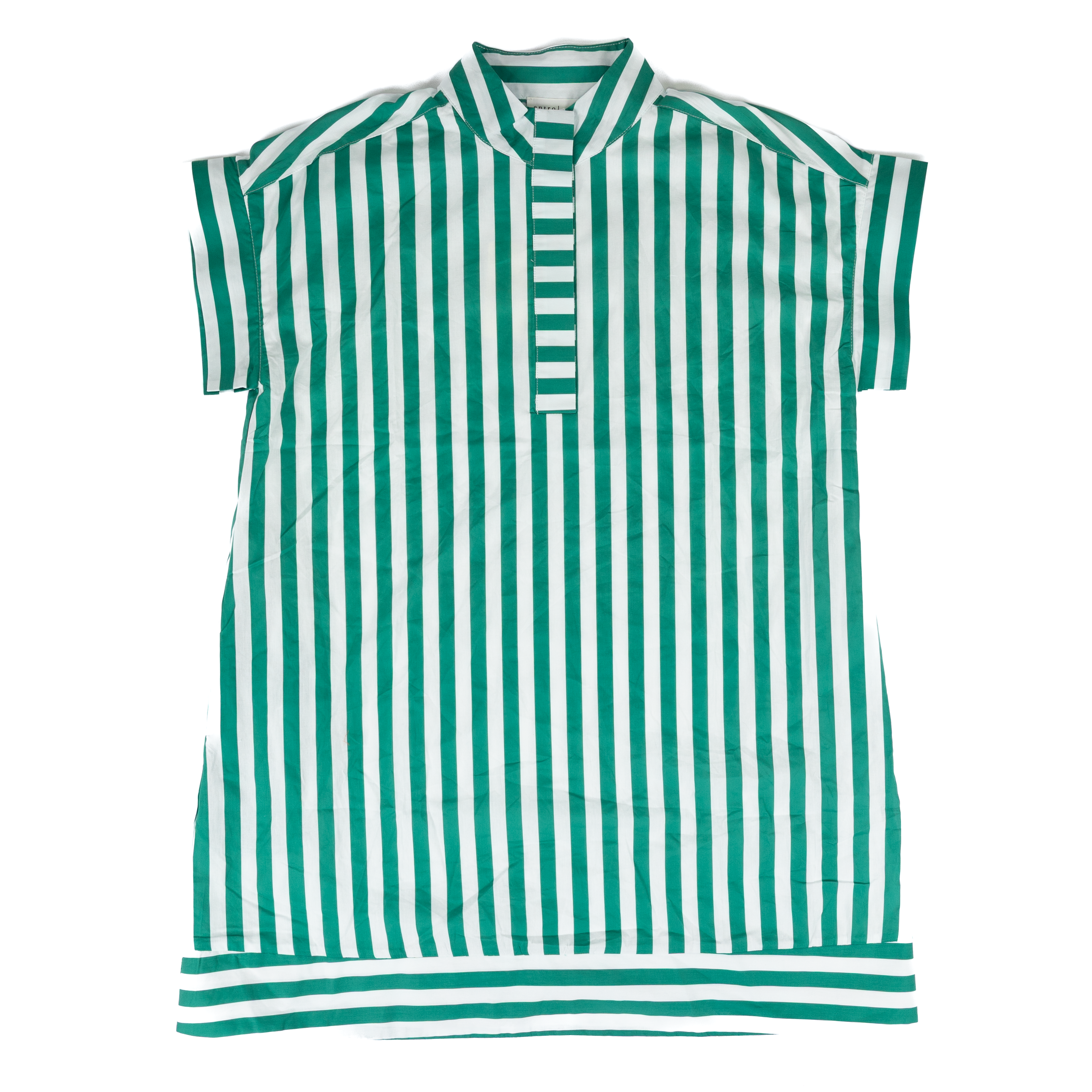 Women's Entro Short Sleeve Green and White Relaxed Fit Dress D31543 M