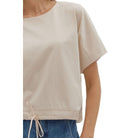 Women's Entro Short Sleeve Round Neck Ecru Top T28628