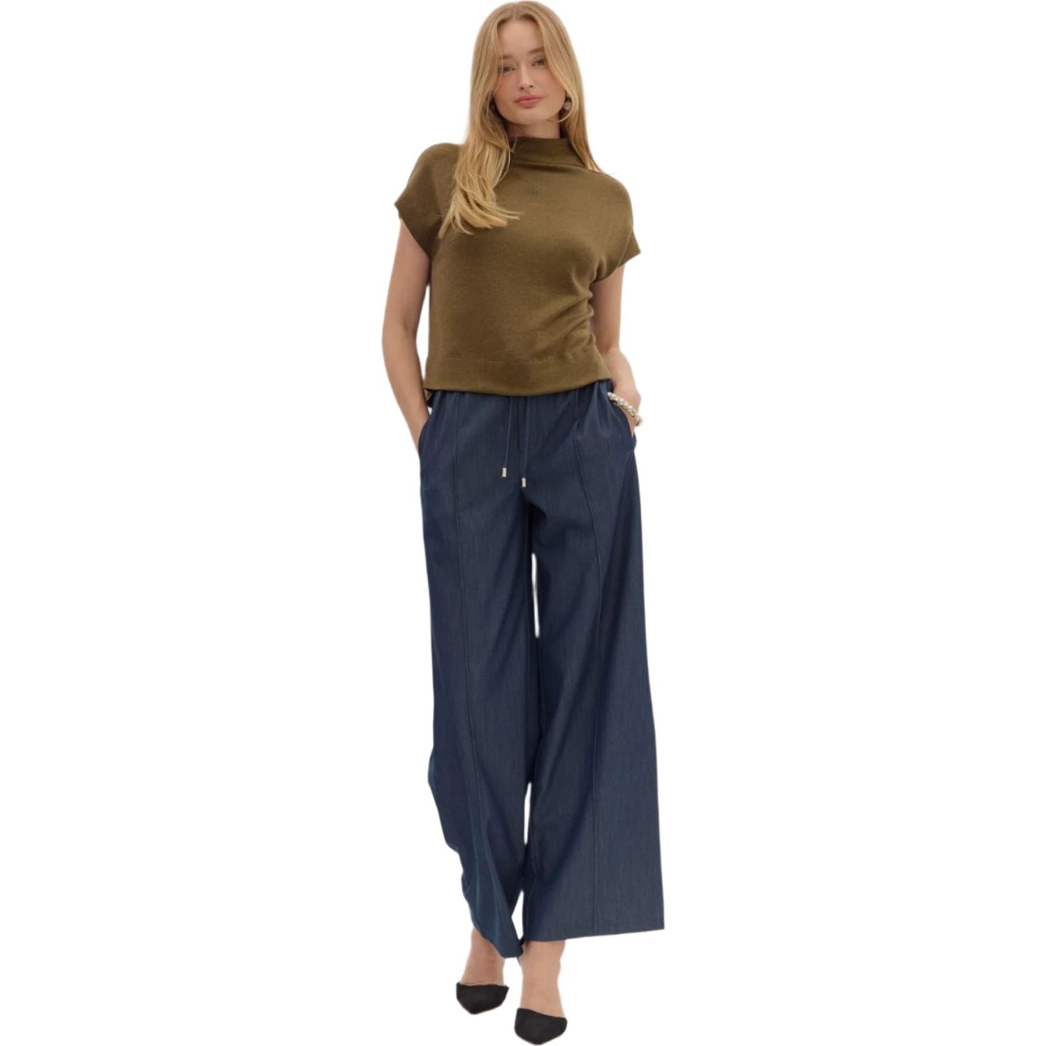 Women's Entro Solid Knit Pullover Top T27642 - Crazy House Western Wear