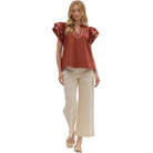 Women's Entro Solid Layered Blouse T28375