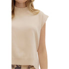 Women's Entro Solid Mock Neck Muscle Tee/ Sweater Pullover Top T27858