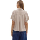 Women's Entro Solid Short Sleeve V-neck Top T28724