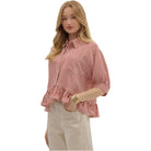 Women's Entro Stripe Patterned Ruffle Blouse T27230 - Crazy House Western Wear