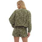 Women's Entro Textured Long Sleeve Zip Up Olive Jacket J27996