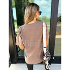 Women's Espresso Brown Short Sleeve Turkey Printed T-shirt